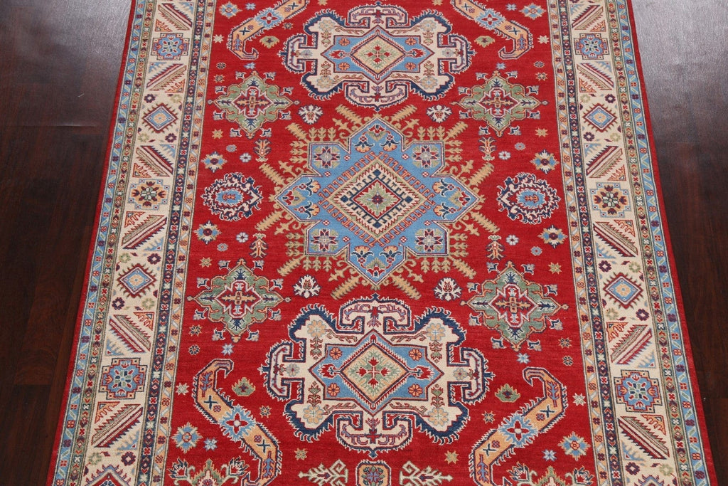 Vegetable Dye Geometric Kazak Oriental Area Rug 7x9