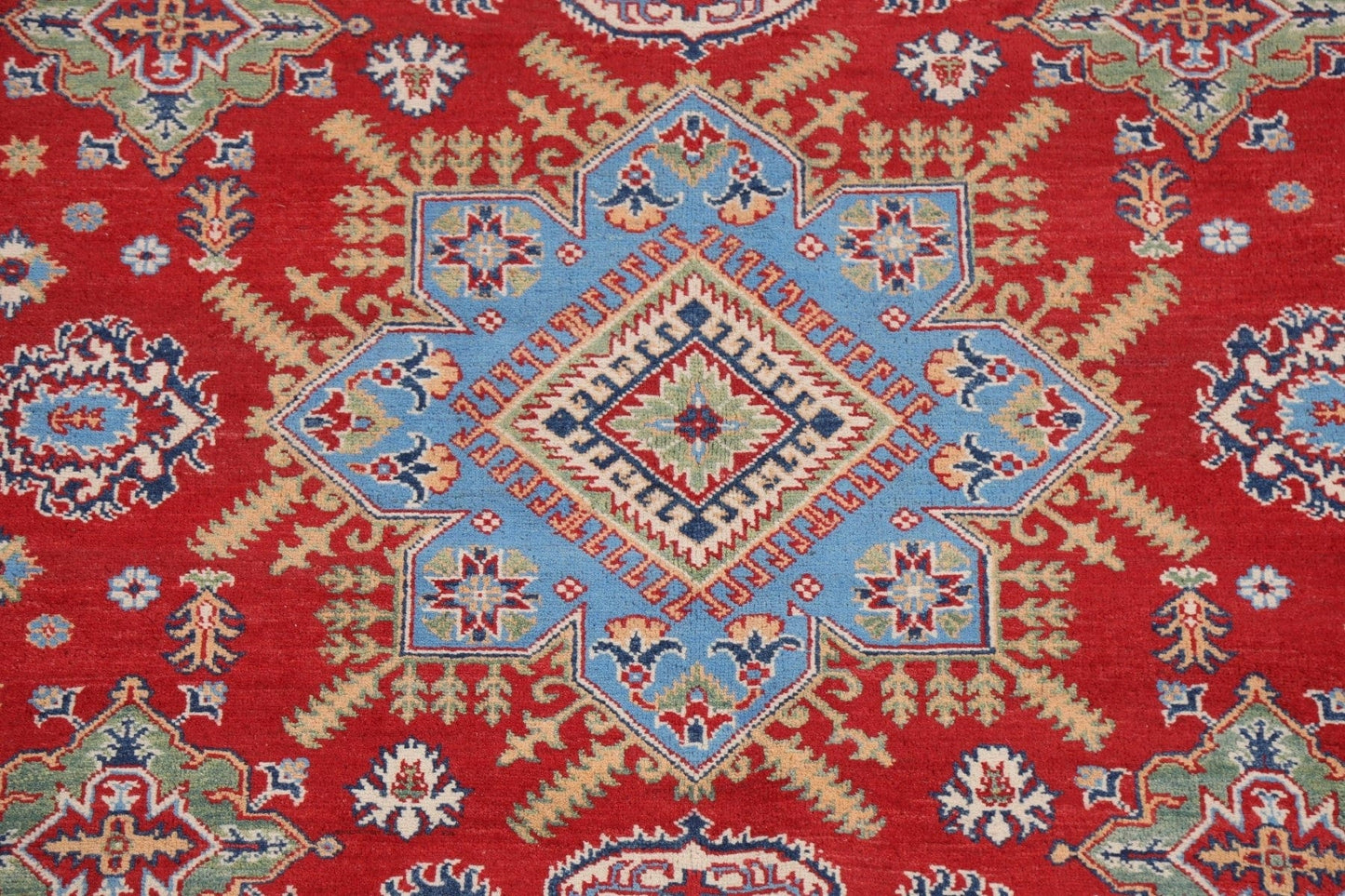 Vegetable Dye Geometric Kazak Oriental Area Rug 7x9