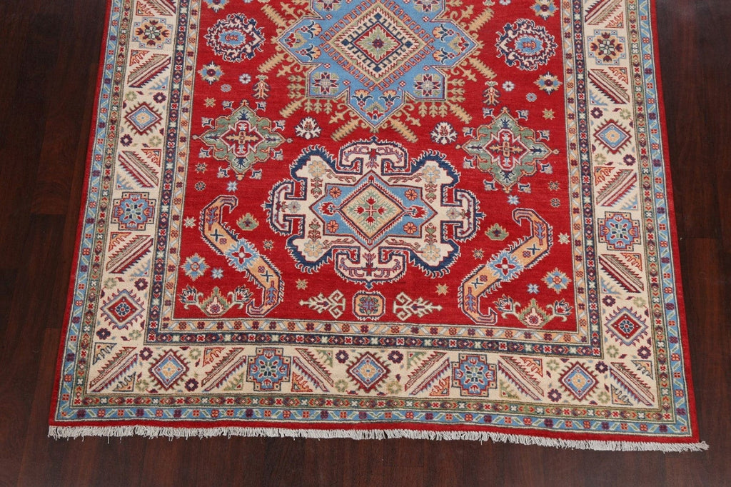 Vegetable Dye Geometric Kazak Oriental Area Rug 7x9