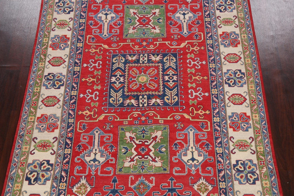 100% Vegetable Dye Geometric Kazak Oriental Area Rug 7x10