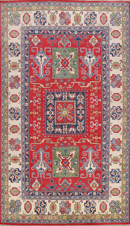 100% Vegetable Dye Geometric Kazak Oriental Area Rug 7x10