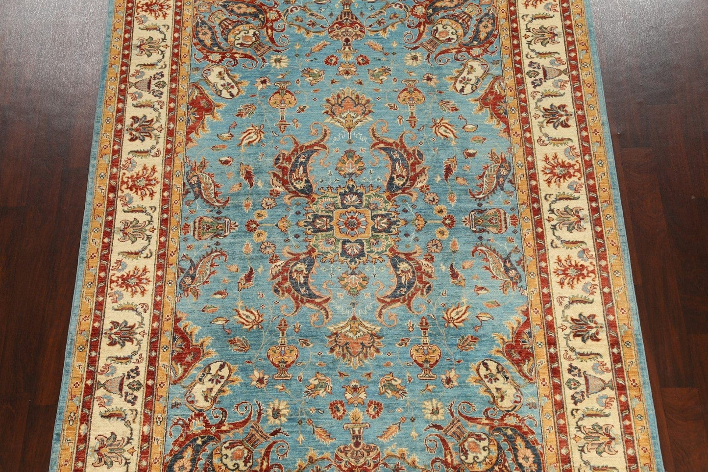 100% Vegetable Dye Floral Kazak Oriental Area Rug 7x10