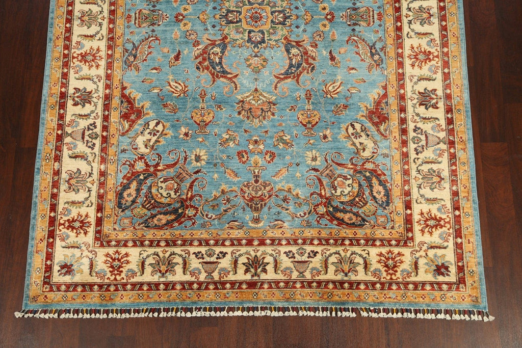 100% Vegetable Dye Floral Kazak Oriental Area Rug 7x10