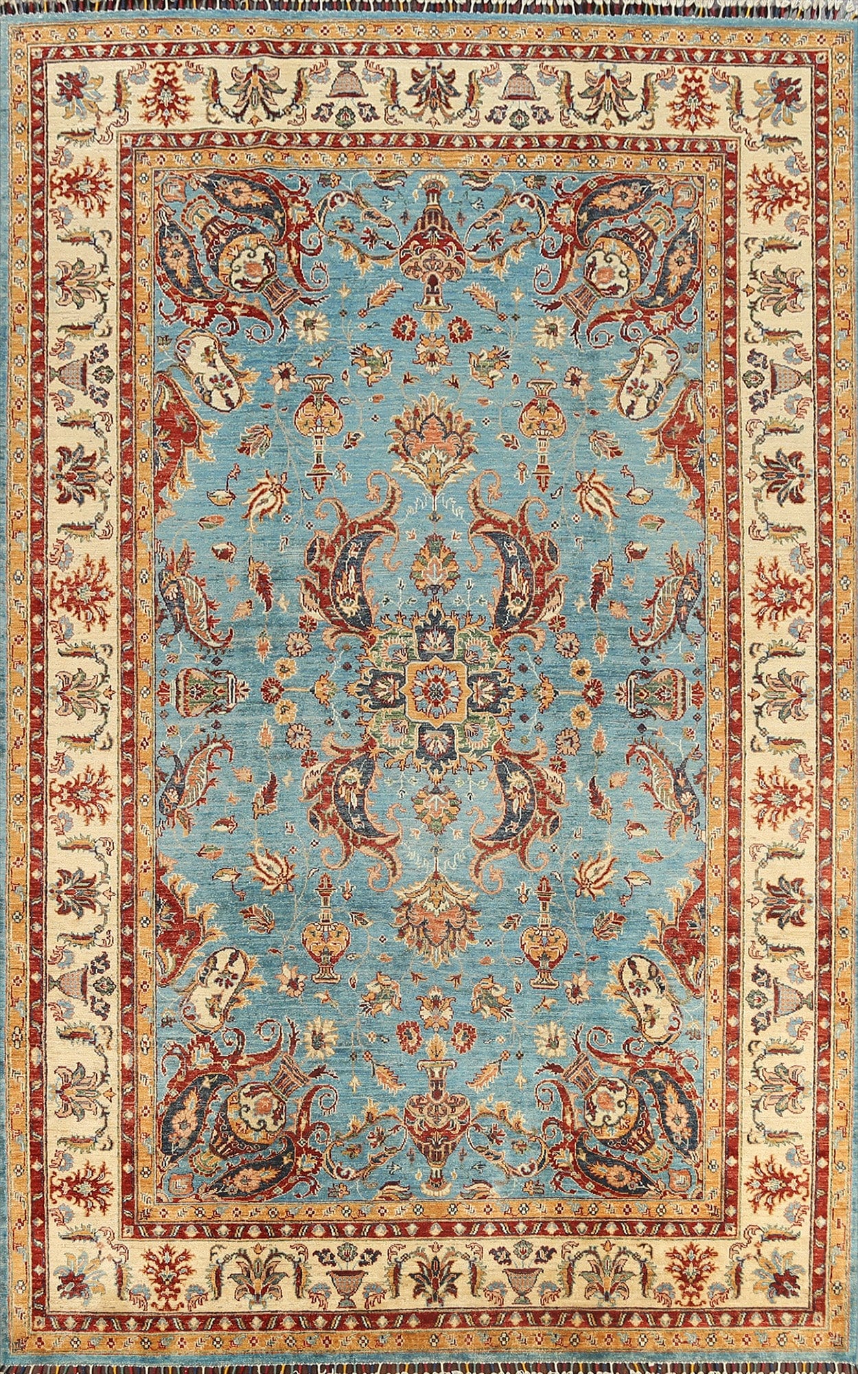 100% Vegetable Dye Floral Kazak Oriental Area Rug 7x10