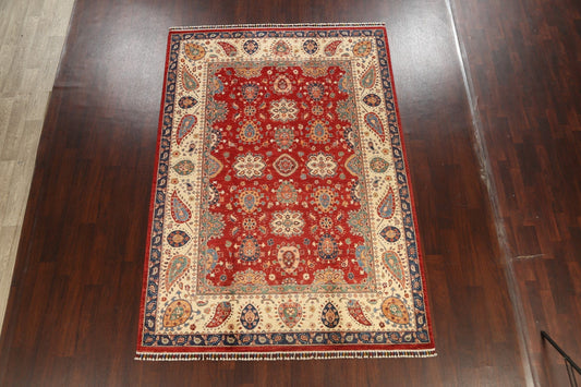 100% Vegetable Dye Floral Kazak Oriental Area Rug 7x10