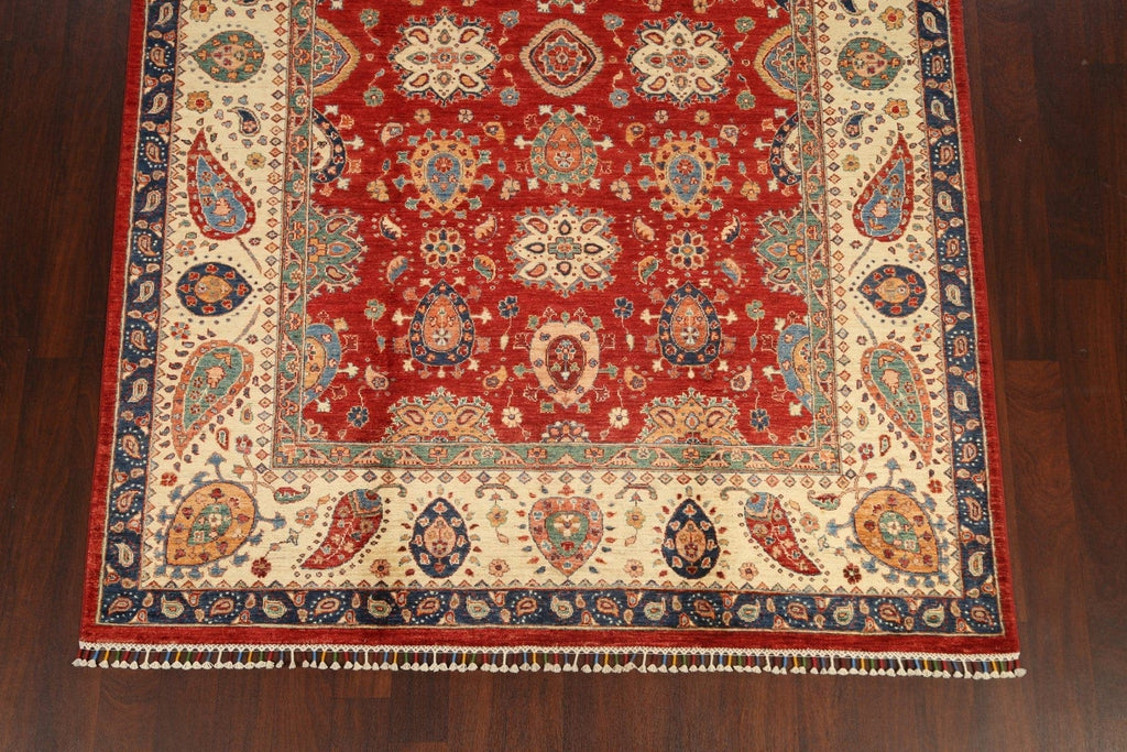 100% Vegetable Dye Floral Kazak Oriental Area Rug 7x10