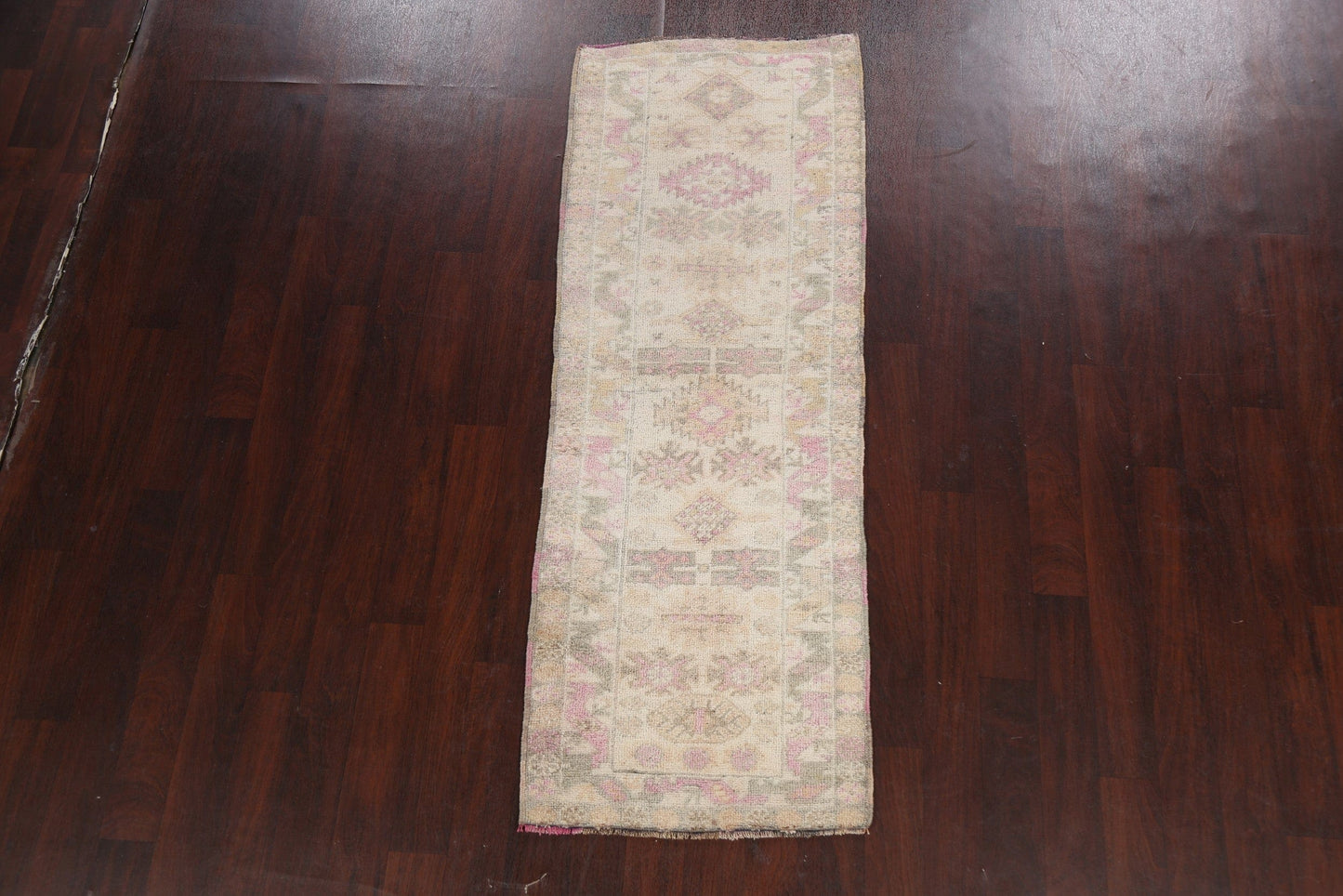 Muted Geometric Oushak Oriental Runner Rug 3x7