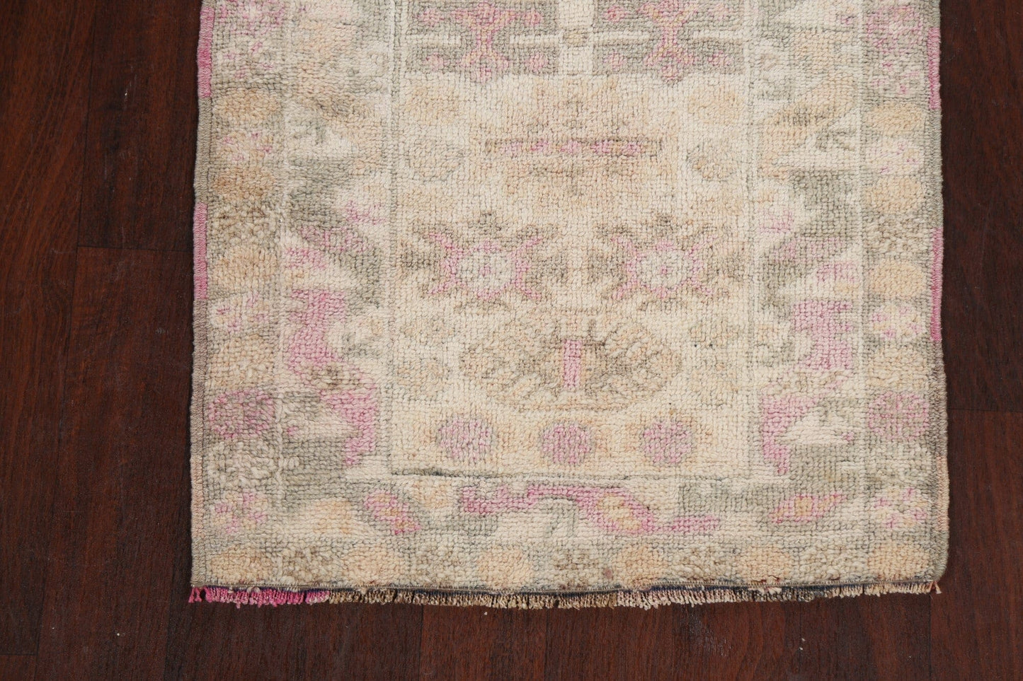 Muted Geometric Oushak Oriental Runner Rug 3x7