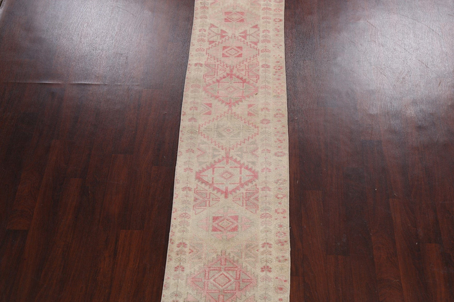 Muted Geometric Oushak Oriental Runner Rug 2x12