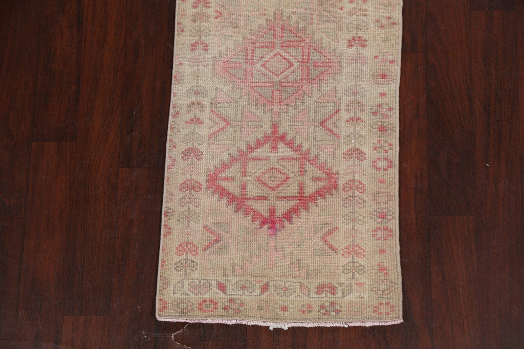 Muted Geometric Oushak Oriental Runner Rug 2x12