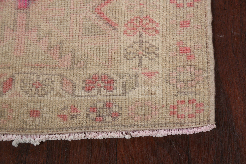 Muted Geometric Oushak Oriental Runner Rug 2x12