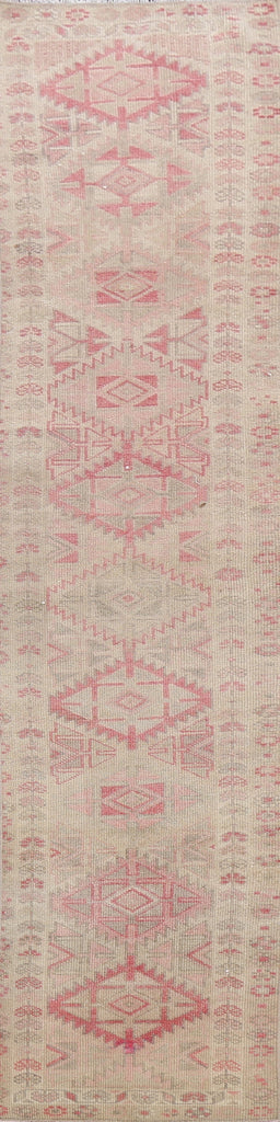 Muted Geometric Oushak Oriental Runner Rug 2x12