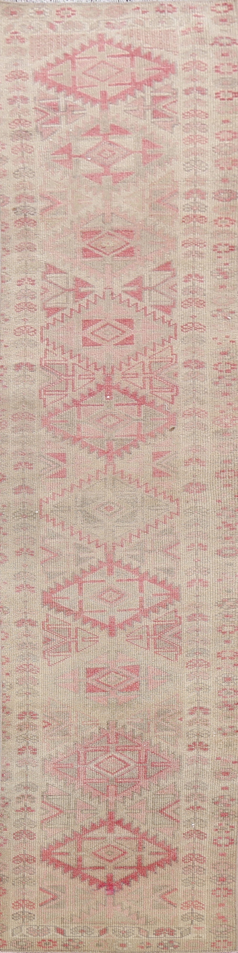 Muted Geometric Oushak Oriental Runner Rug 2x12