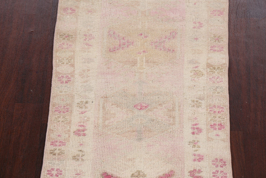 Muted Geometric Oushak Oriental Runner Rug 3x15