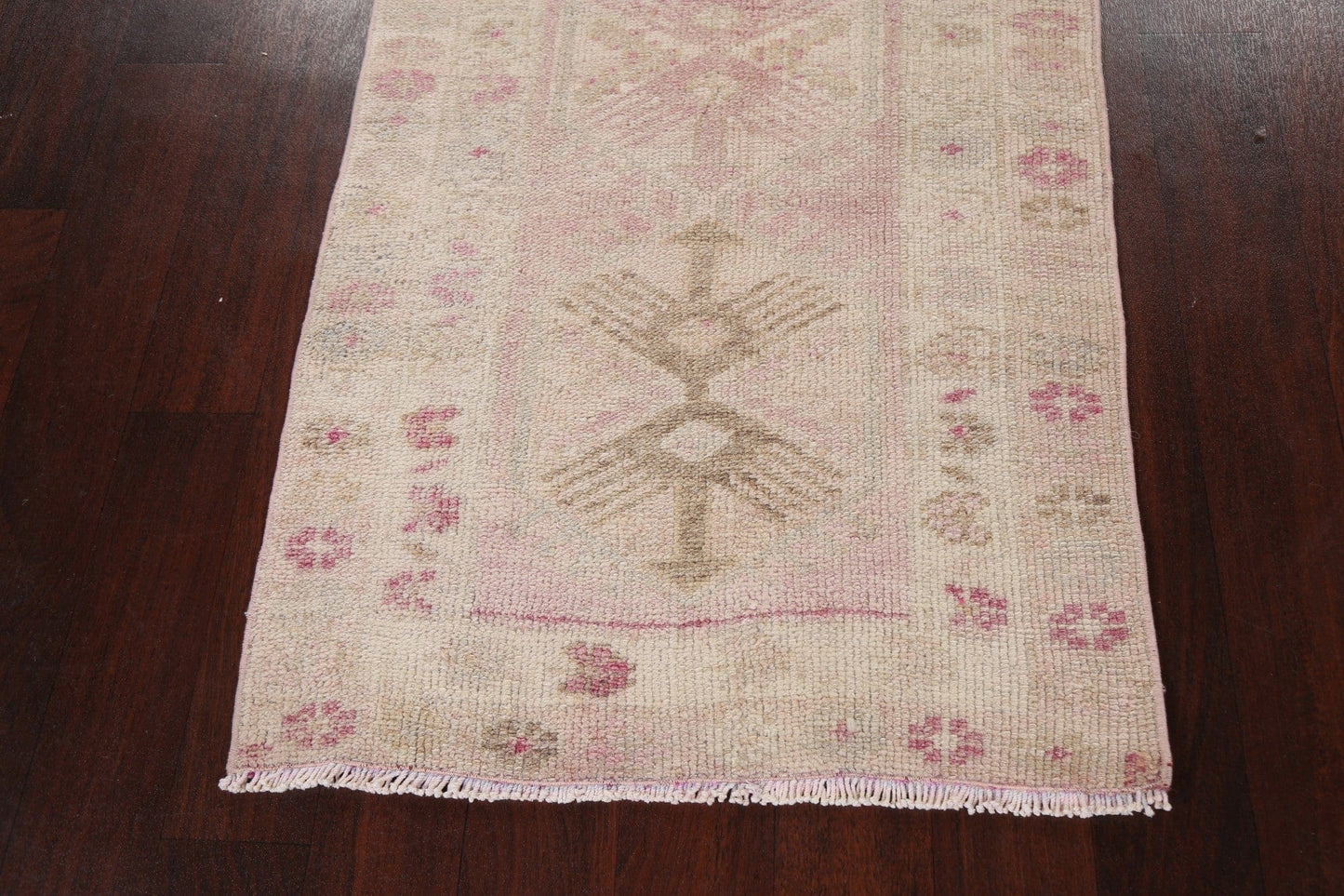 Muted Geometric Oushak Oriental Runner Rug 3x15