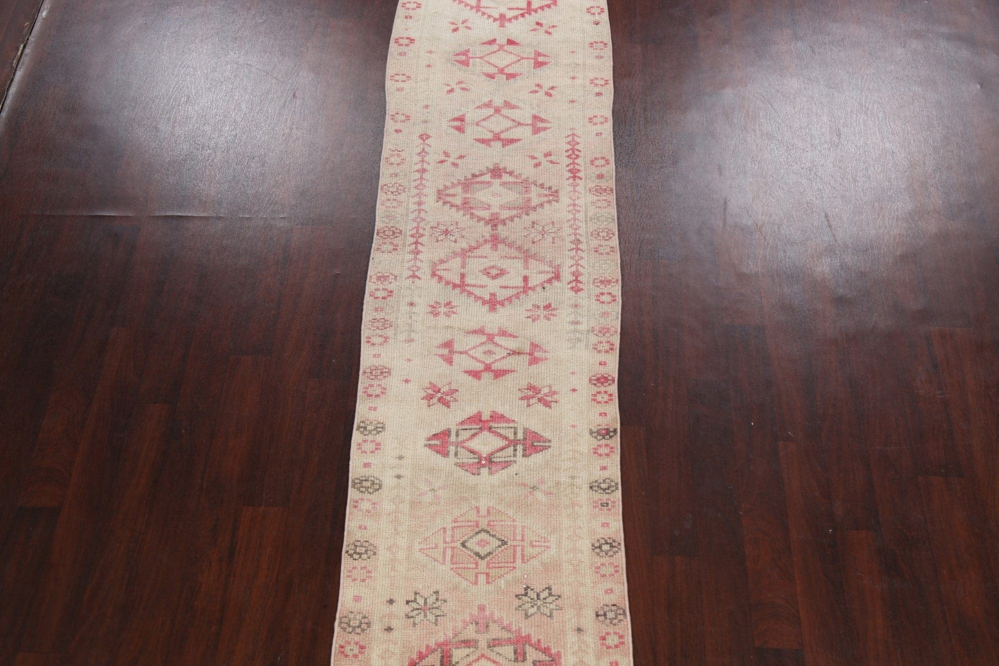 Muted Geometric Oushak Oriental Runner Rug 3x12