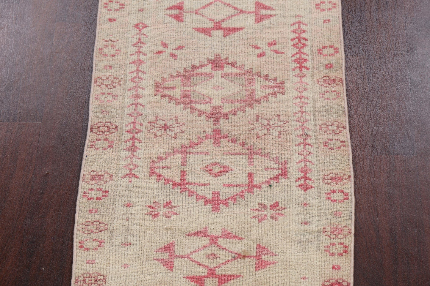 Muted Geometric Oushak Oriental Runner Rug 3x12