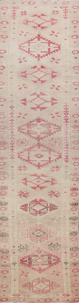 Muted Geometric Oushak Oriental Runner Rug 3x12