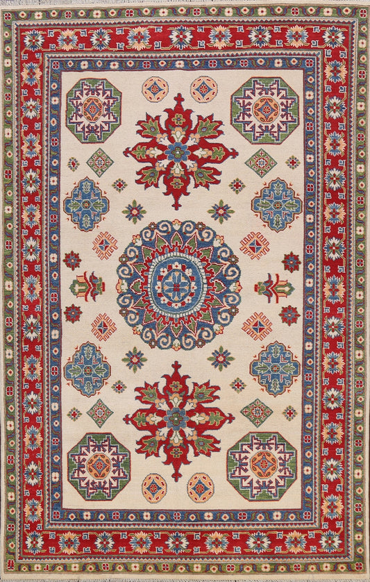 Vegetable Dye Geometric Kazak Oriental Area Rug 6x9