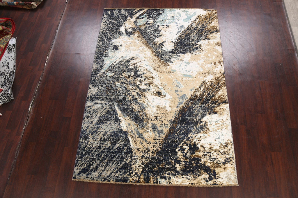 Vegetable Dye Contemporary Abstract Oriental Area Rug 6x9