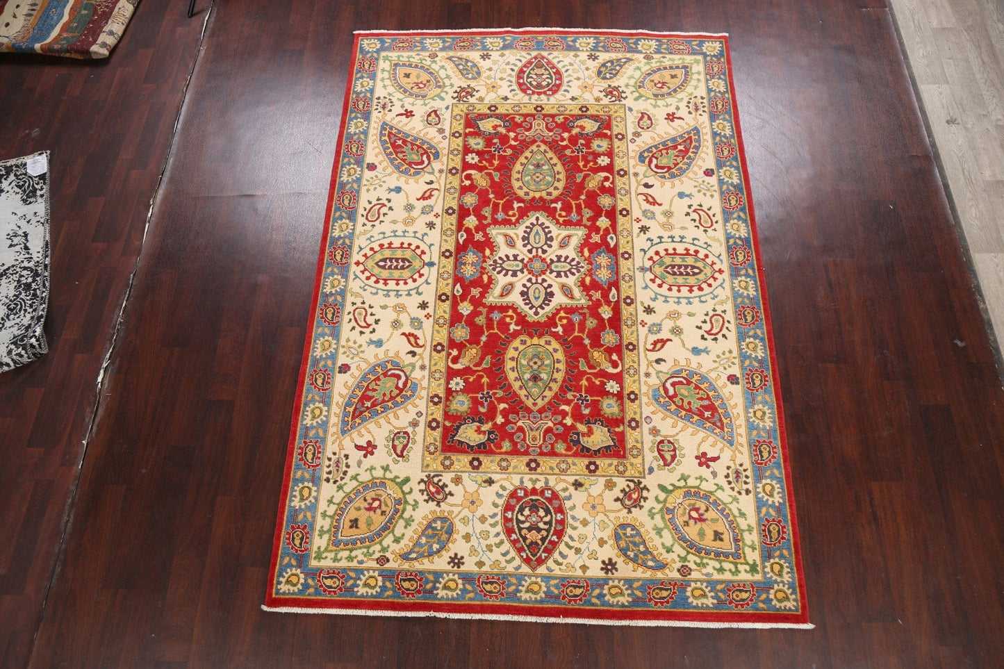 Vegetable Dye Floral Kazak Oriental Area Rug 6x9