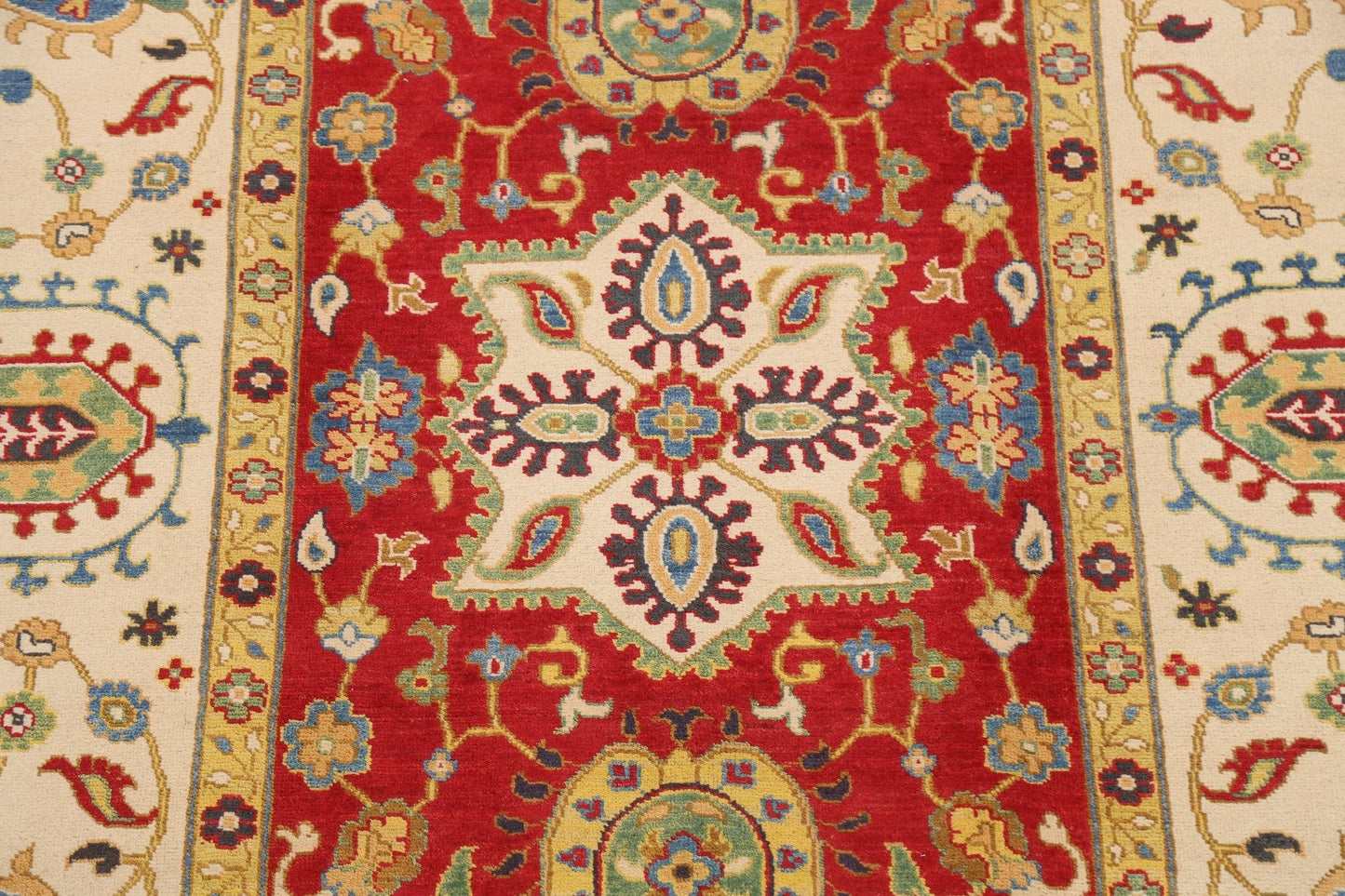 Vegetable Dye Floral Kazak Oriental Area Rug 6x9