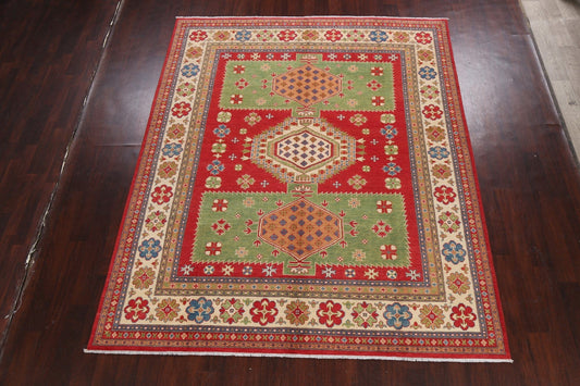 Vegetable Dye Geometric Kazak Oriental Area Rug 8x10