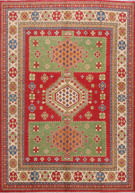 Vegetable Dye Geometric Kazak Oriental Area Rug 8x10