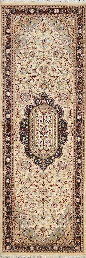 Vegetable Dye Floral Royal-Tabriz Oriental Runner Rug 3x8