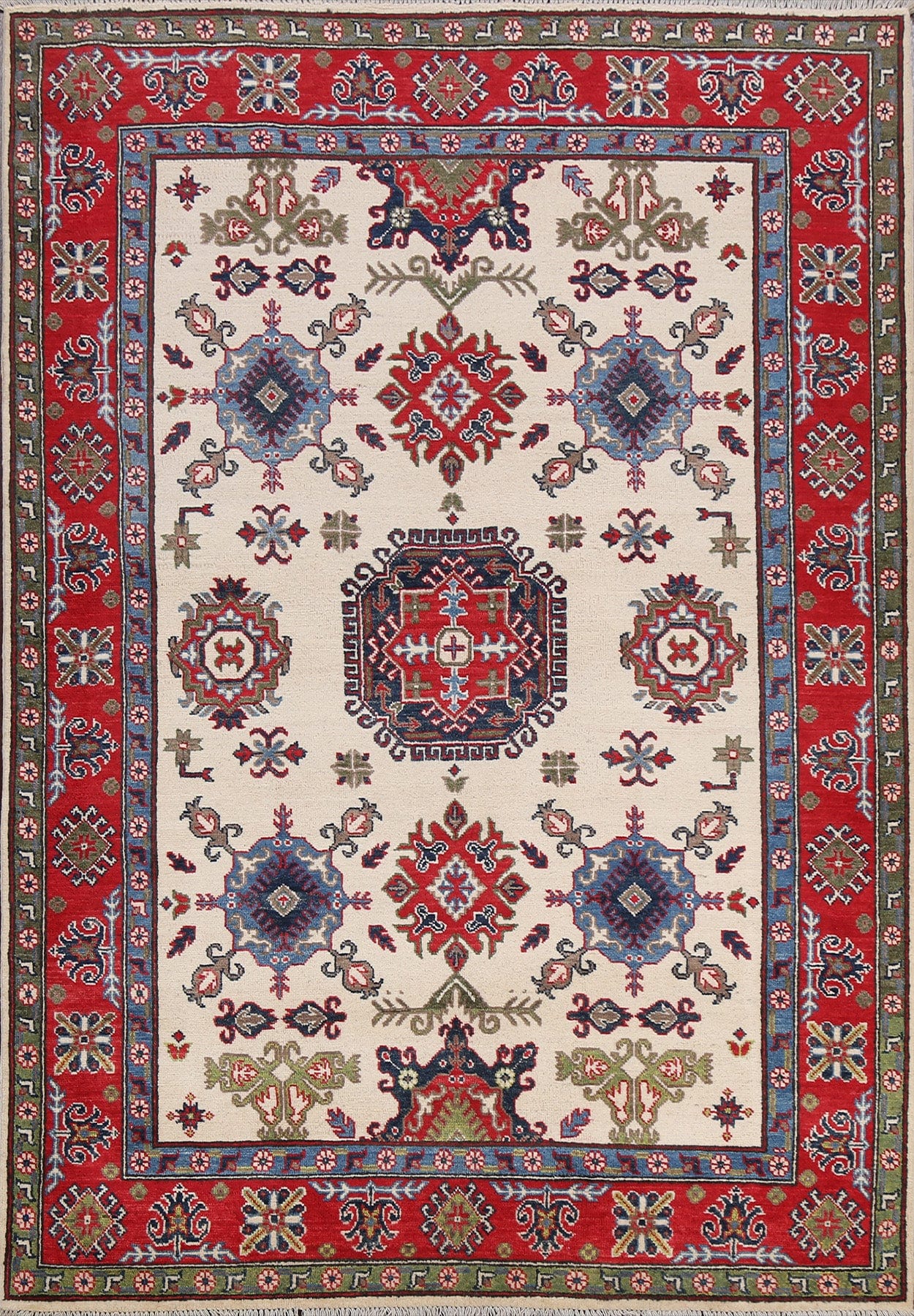 Vegetable Dye Kazak Oriental Area Rug 5x7