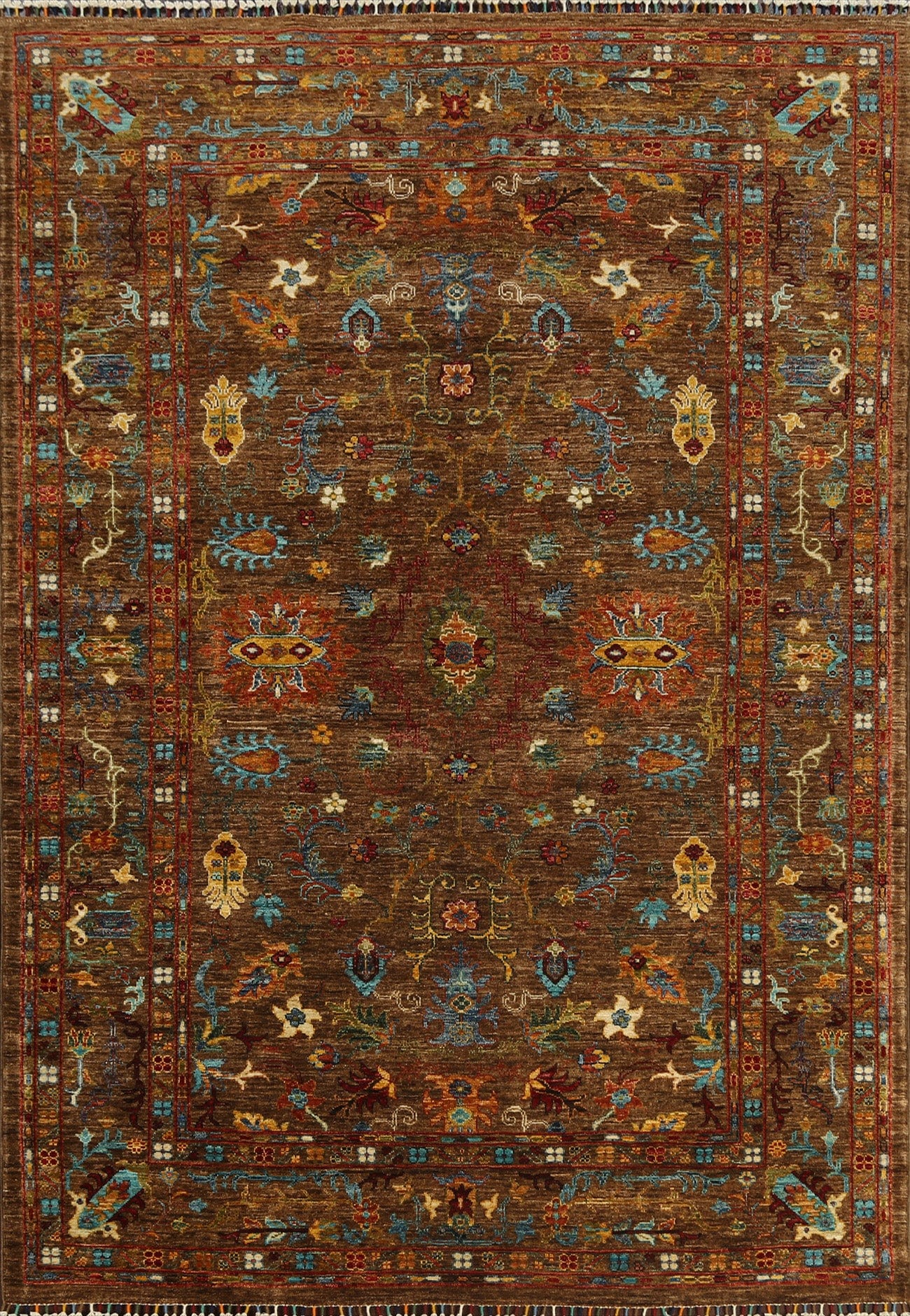 Vegetable Dye All-Over Floral Ziegler Oriental Area Rug 6x8