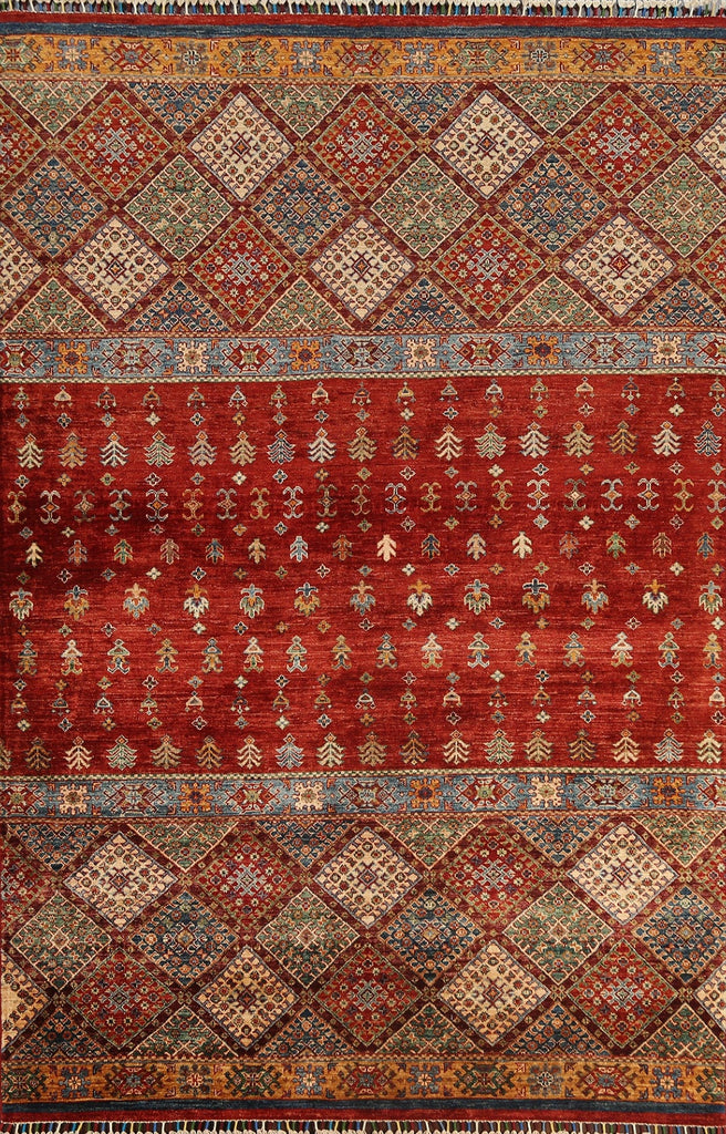 Vegetable Dye Tribal Kazak Oriental Area Rug 6x8