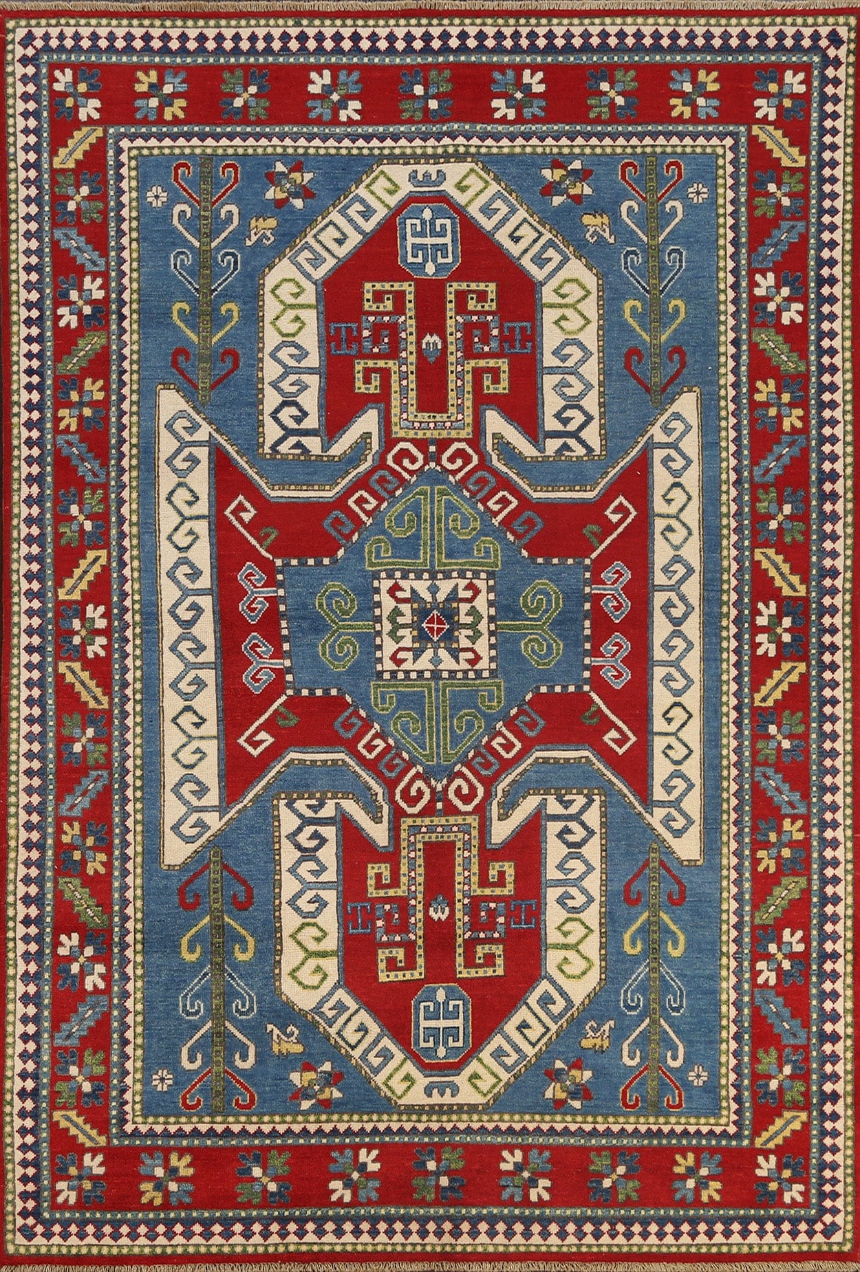 Geometric Kazak Oriental Area Rug 6x8