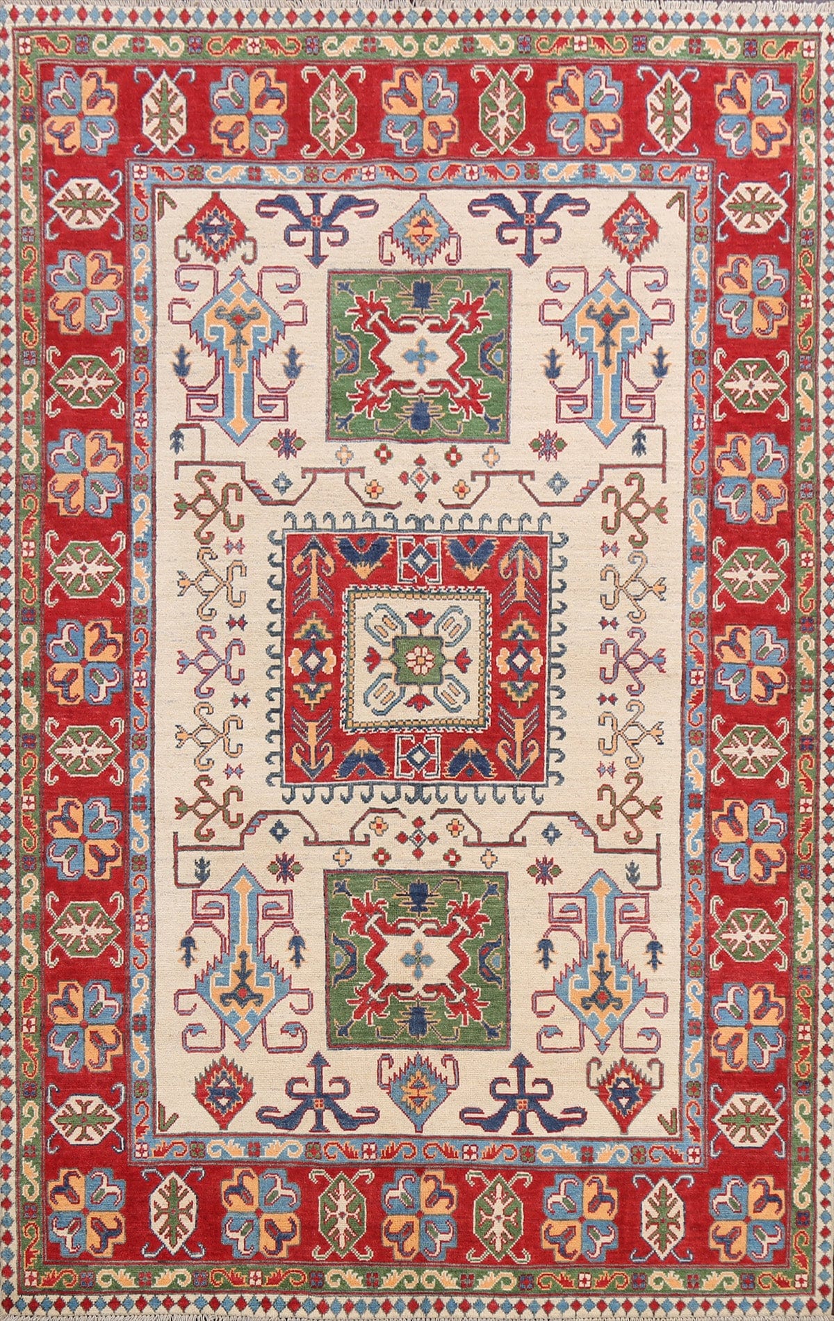 Geometric Kazak Oriental Area Rug 6x8