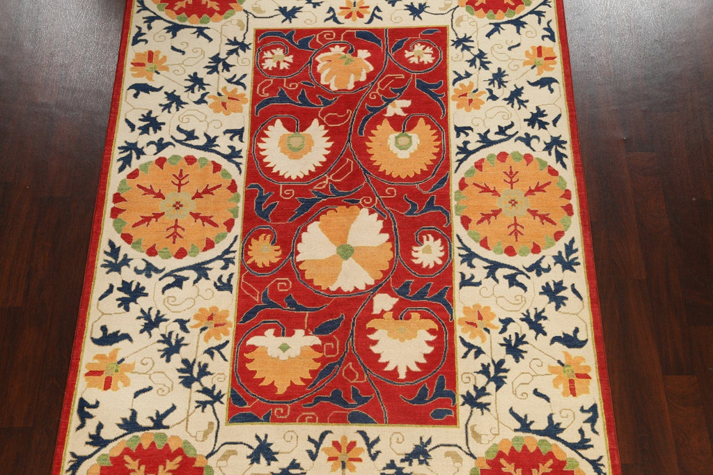 Vegetable Dye Floral Kazak Oriental Area Rug 7x10