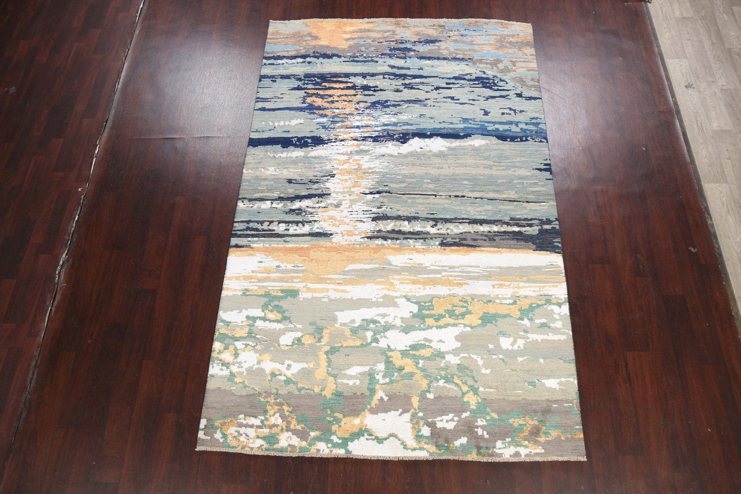 Vegetable Dye Contemporary Abstract Oriental Area Rug 6x9