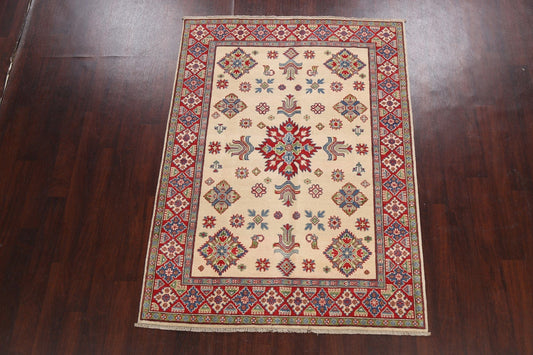 Vegetable Dye Geometric Kazak Oriental Area Rug 5x7