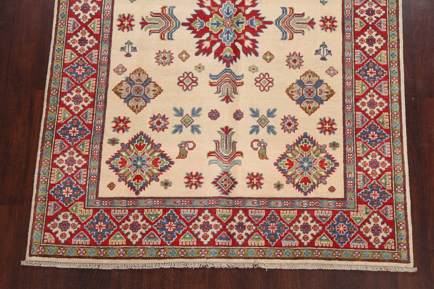 Vegetable Dye Geometric Kazak Oriental Area Rug 5x7