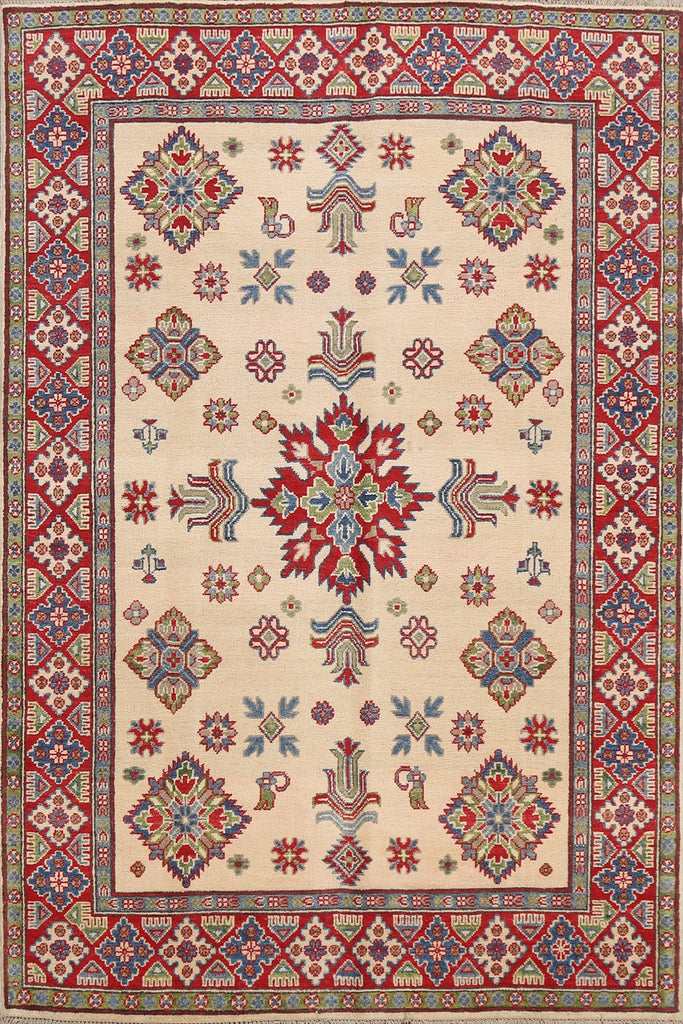 Vegetable Dye Geometric Kazak Oriental Area Rug 5x7