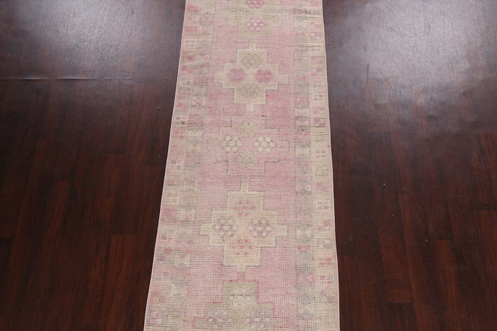 Muted Geometric Oushak Oriental Area Rug 3x11