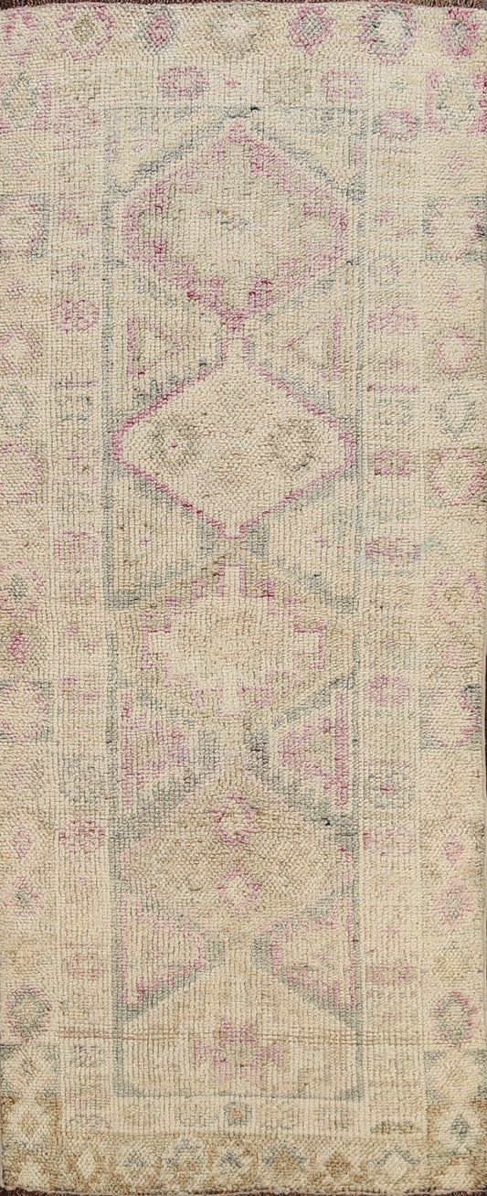 Vegetable Dye Geometric Oushak Oriental Runner Rug 3x8