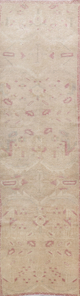 Muted Geometric Oushak Oriental Runner Rug 3x11