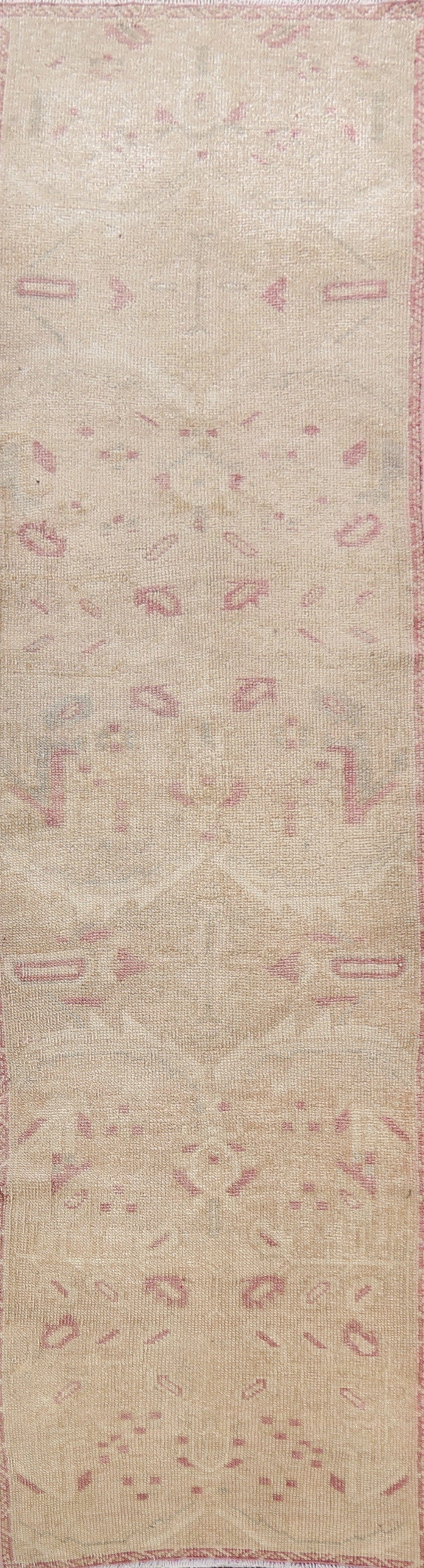 Muted Geometric Oushak Oriental Runner Rug 3x11