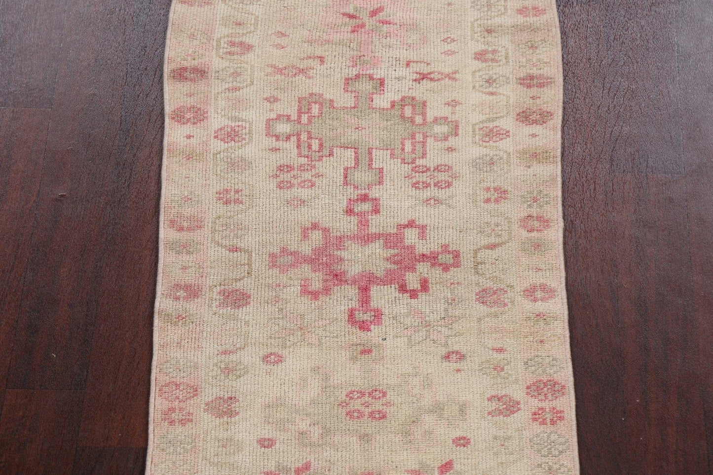 Muted Geometric Oushak Oriental Runner Rug 2x11