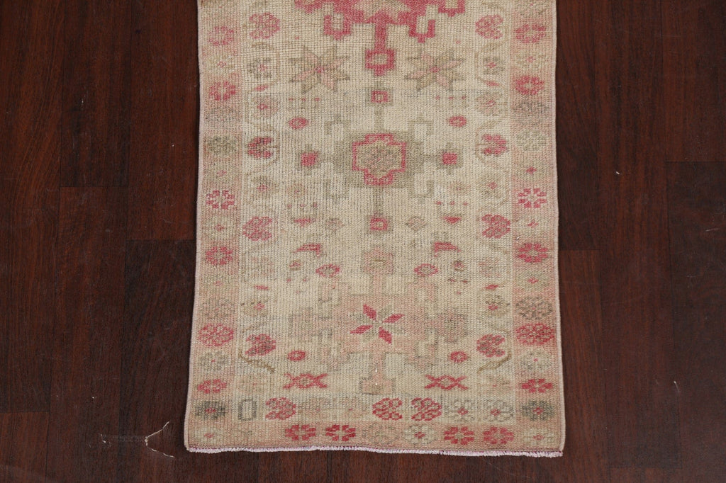 Muted Geometric Oushak Oriental Runner Rug 2x11