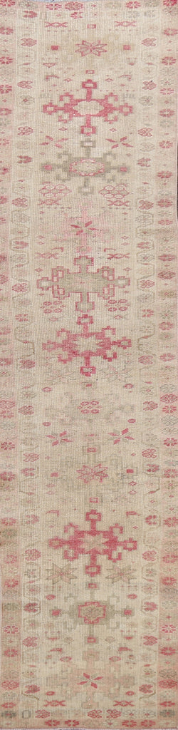 Muted Geometric Oushak Oriental Runner Rug 2x11