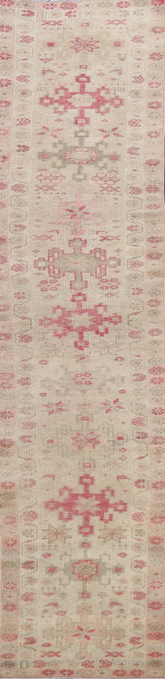 Muted Geometric Oushak Oriental Runner Rug 2x11