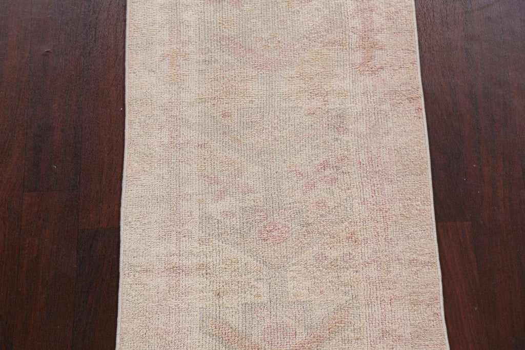 Muted Geometric Oushak Oriental Runner Rug 2x13