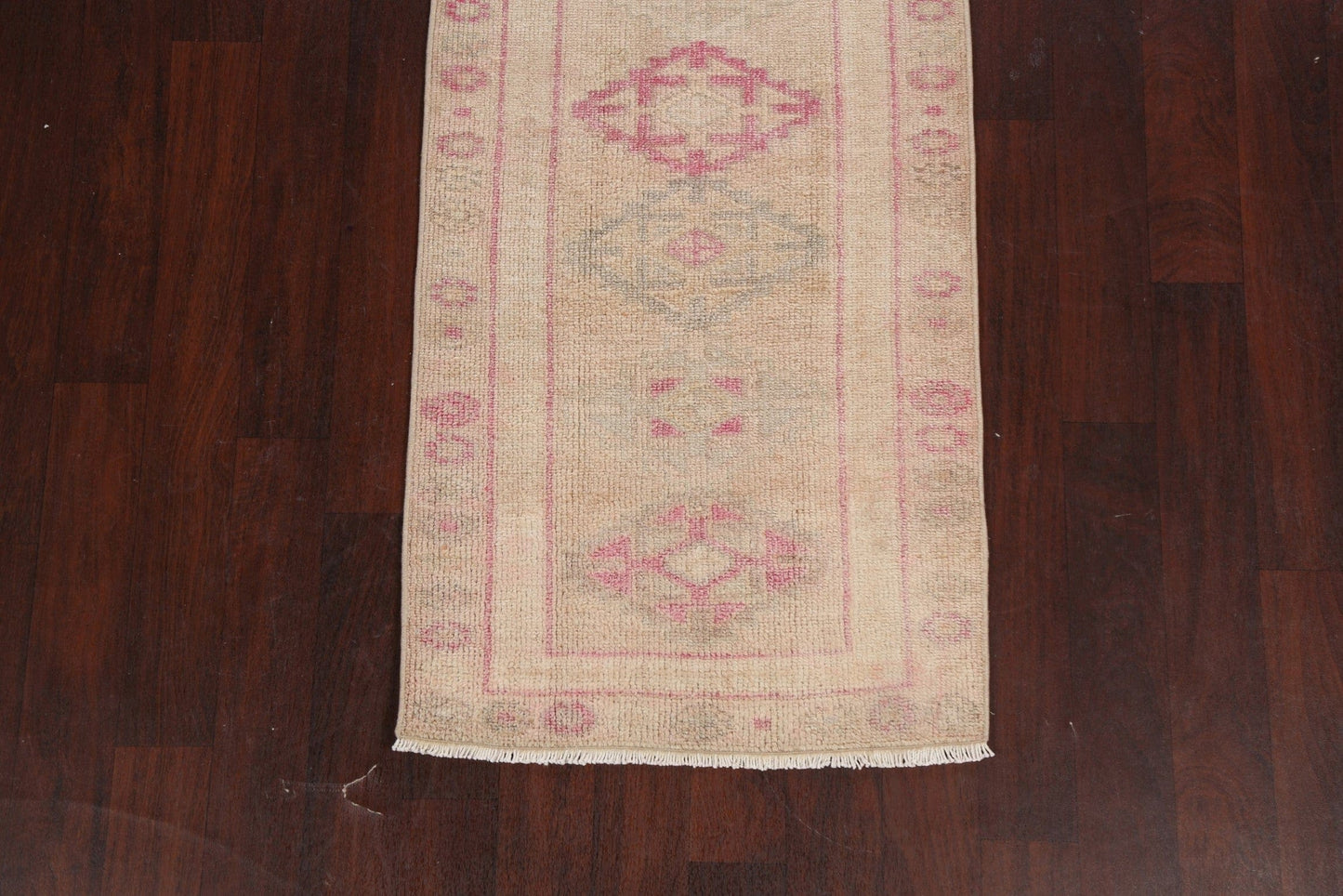 Muted Geometric Oushak Oriental Runner Rug 3x12