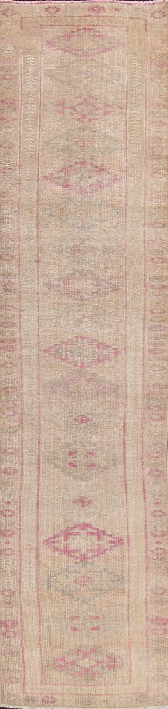 Muted Geometric Oushak Oriental Runner Rug 3x12